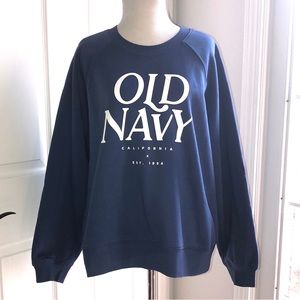 Old Navy Sea Blue White Logo Crewneck Sweatshirt size XL